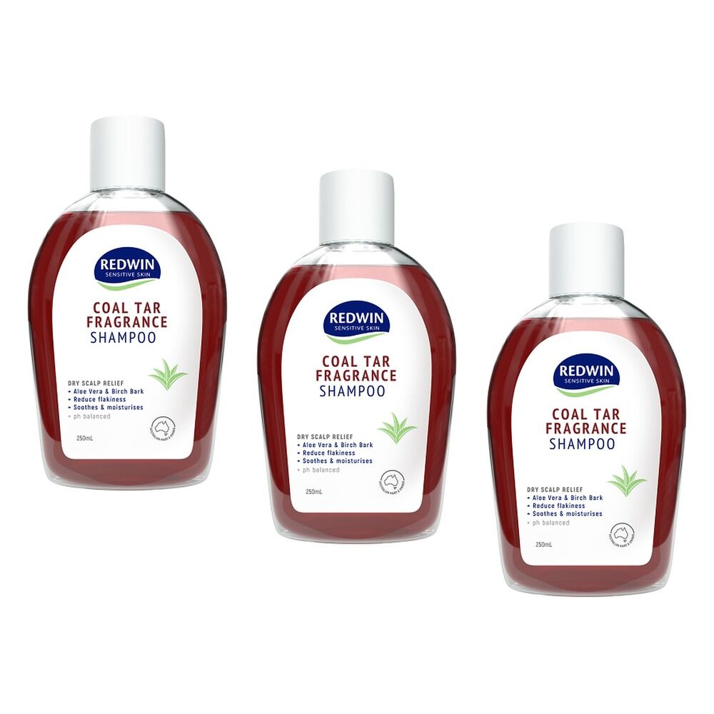 Redwin Coal Tar Fragrance Shampoo 250mL Pack of 3