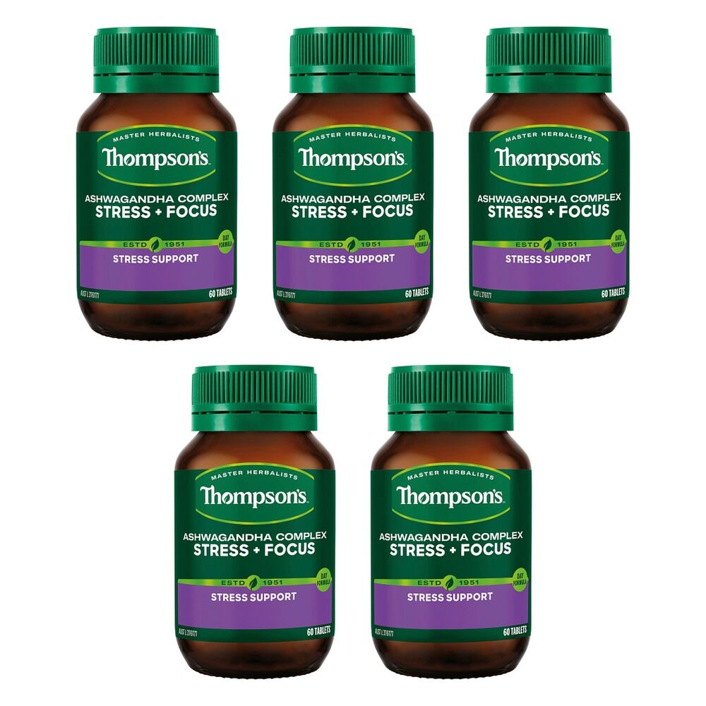 Thompson's Ashwagandha Complex Stress + Focus 60 Tablets Pack of 5
