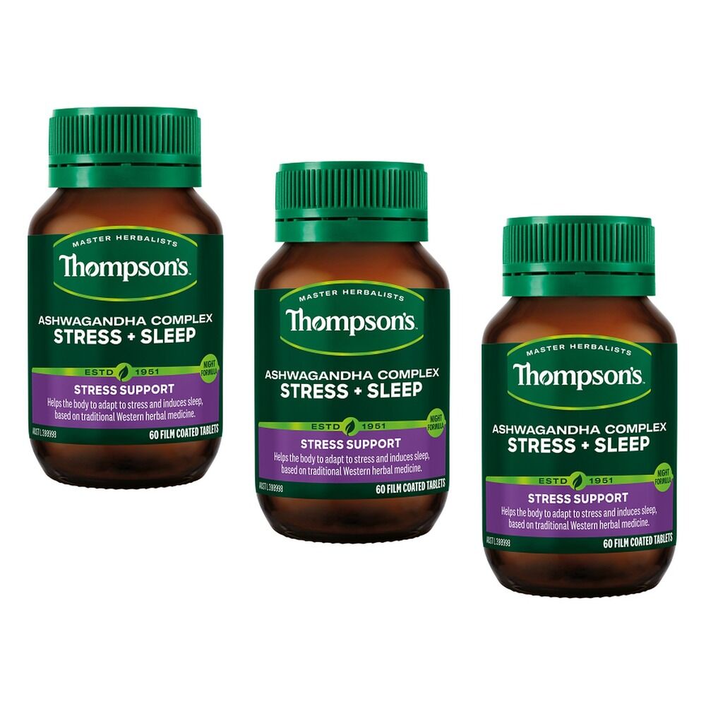 Thompson's Ashwagandha Stress + Sleep 60 Tablets Pack of 3