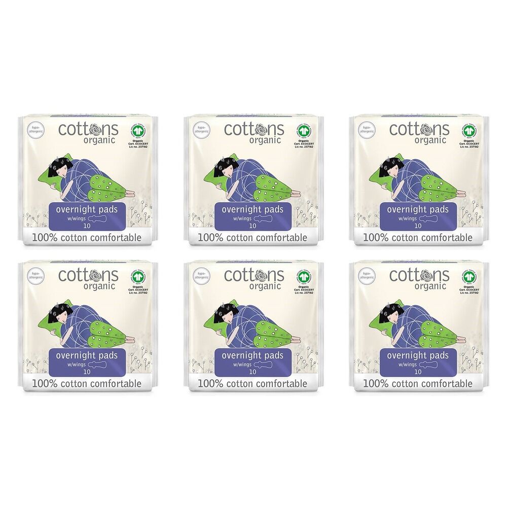 Cottons Overnight Pads 10 Pack x 6 Bundle of 6