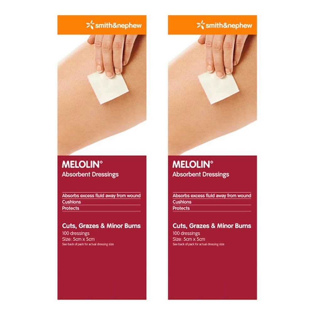 Melolin Absorbent Wound Pad 5cm x 5cm 100 Pack Bundle of 2