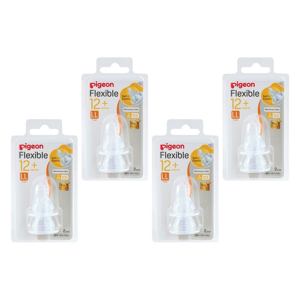 Pigeon Flexible Peristaltic Plus LL Nipple 12+ Months 2 Pack Bundle of 4