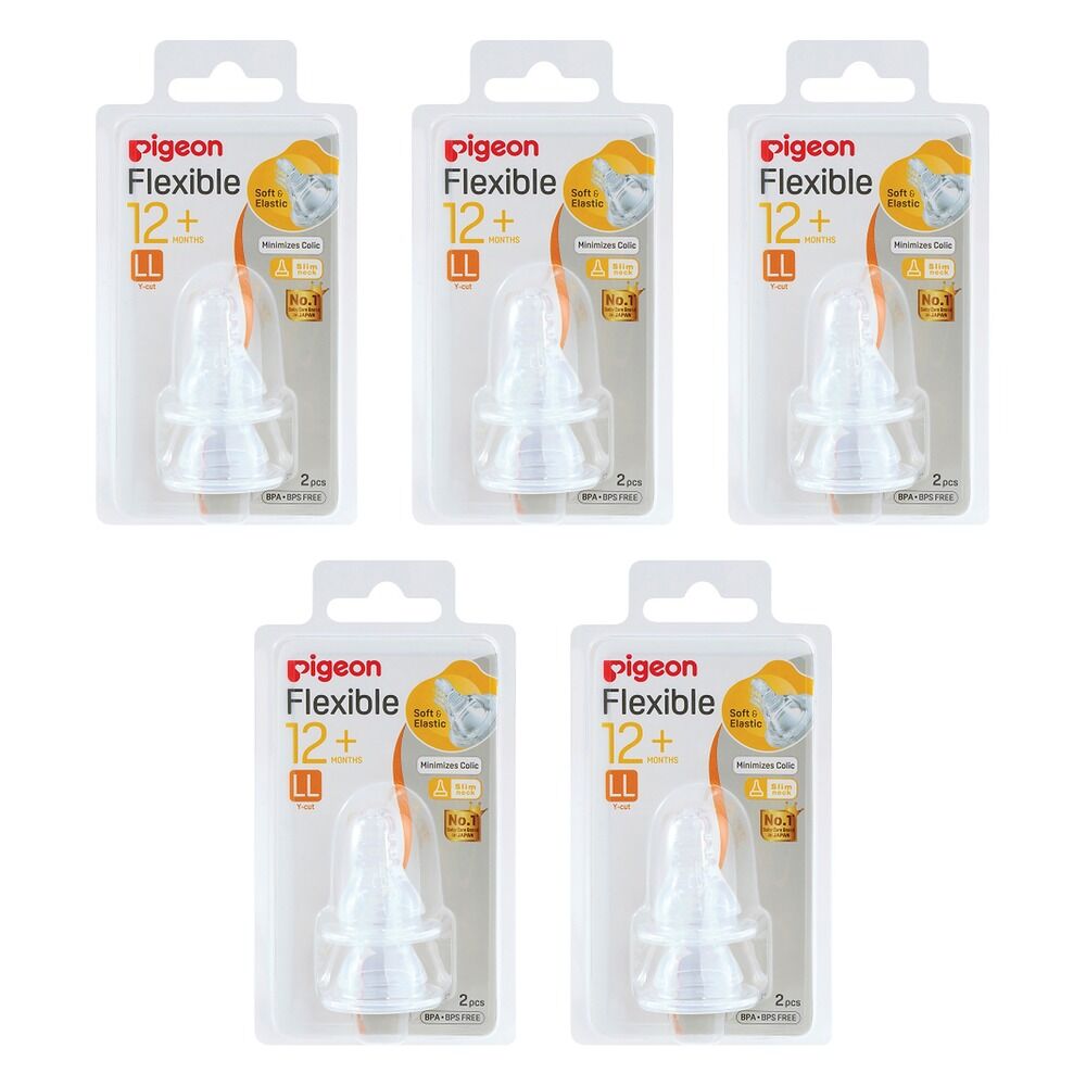 Pigeon Flexible Peristaltic Plus LL Nipple 12+ Months 2 Pack Bundle of 5