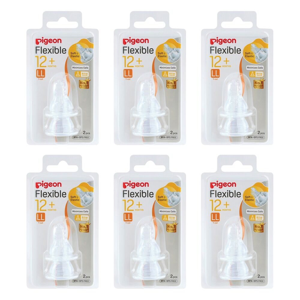 Pigeon Flexible Peristaltic Plus LL Nipple 12+ Months 2 Pack Bundle of 6