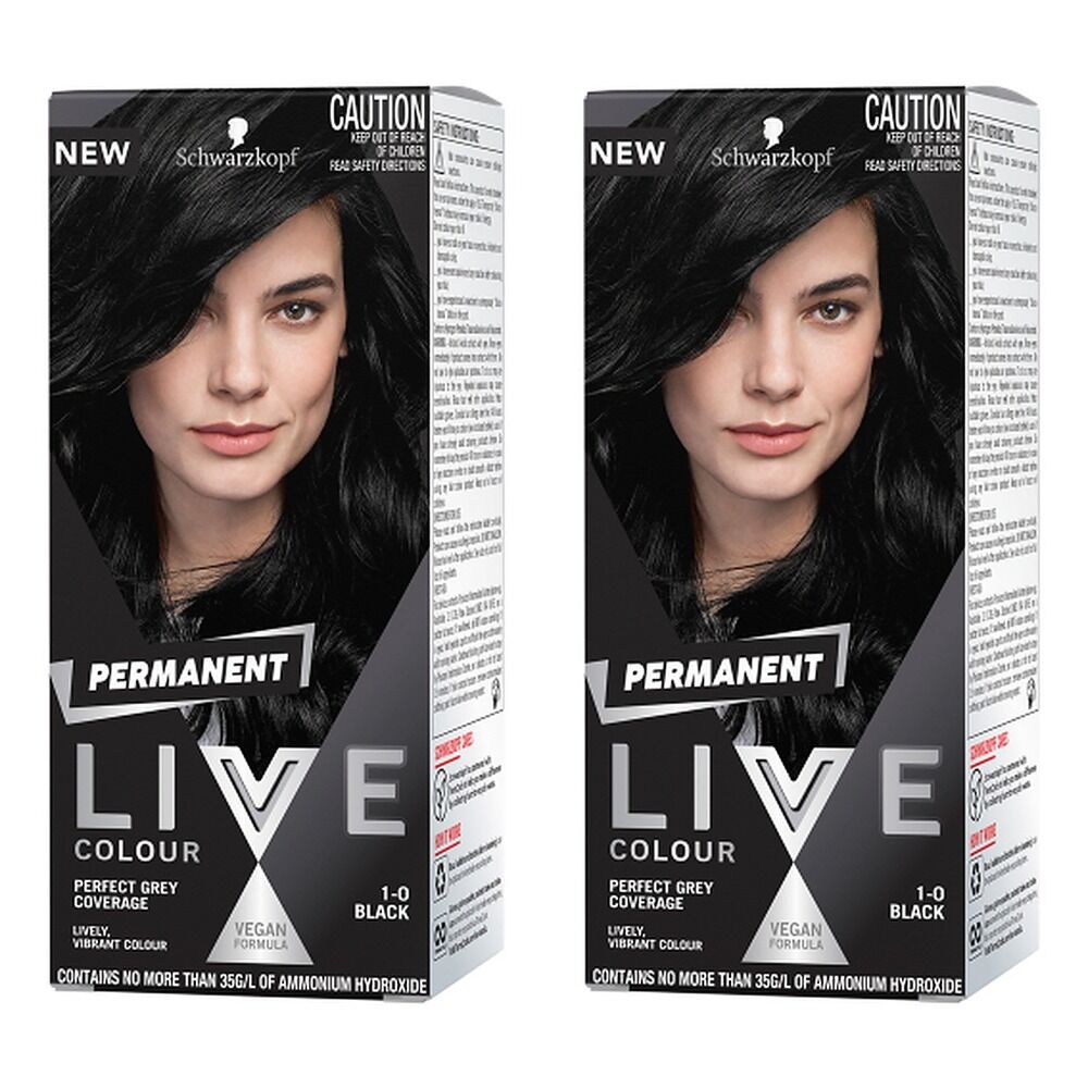 Schwarzkopf LIVE Colour Permanent 1.0 Black x 3 Bundle of 2