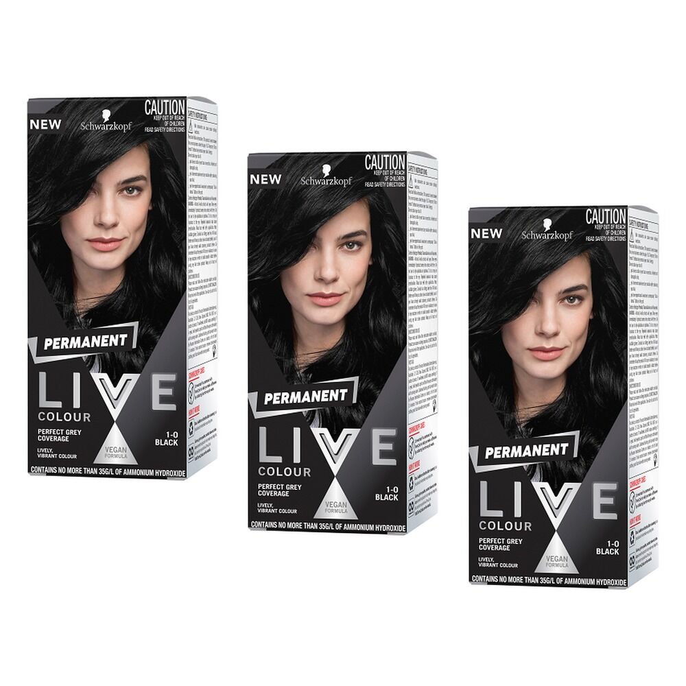 Schwarzkopf LIVE Colour Permanent 1.0 Black x 3 Bundle of 3