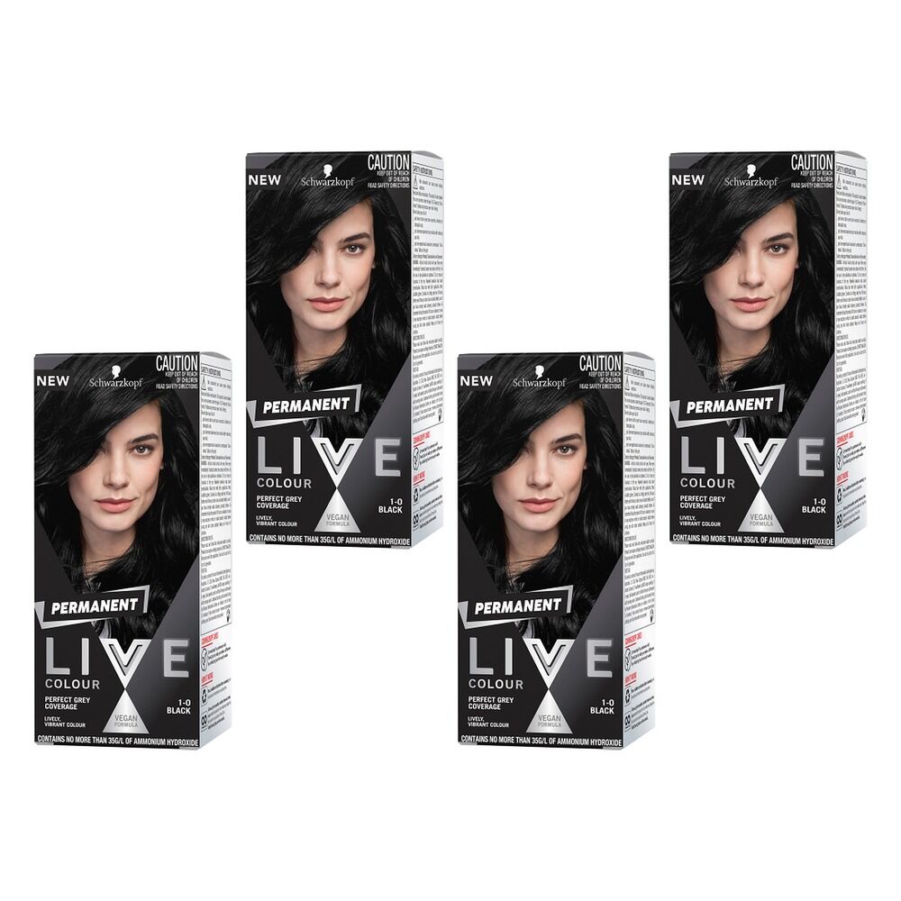 Schwarzkopf LIVE Colour Permanent 1.0 Black x 3 Bundle of 4