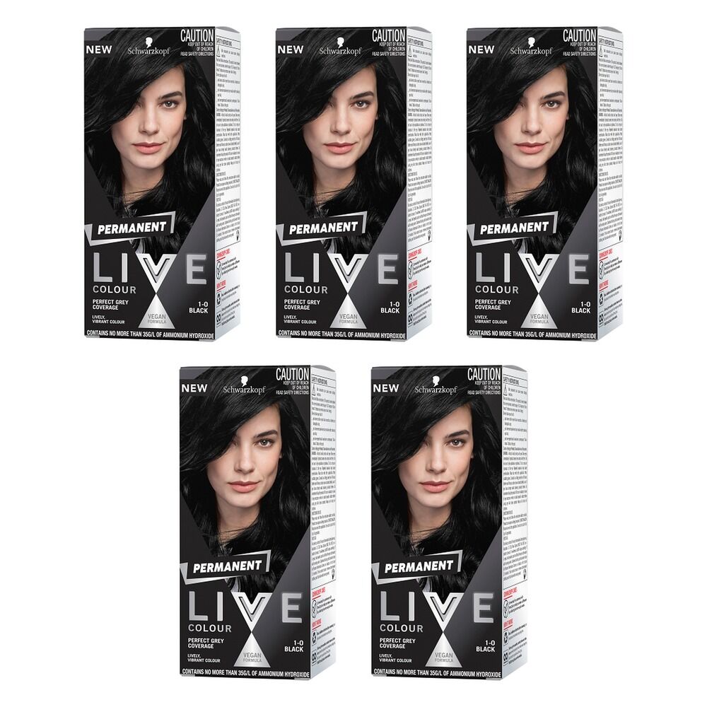 Schwarzkopf LIVE Colour Permanent 1.0 Black x 3 Bundle of 5