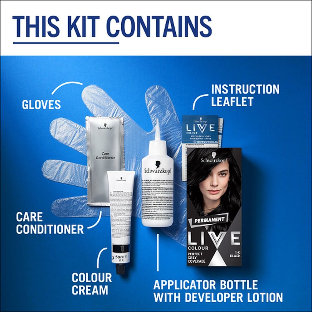 Schwarzkopf LIVE Colour Permanent 1.0 Black x 3