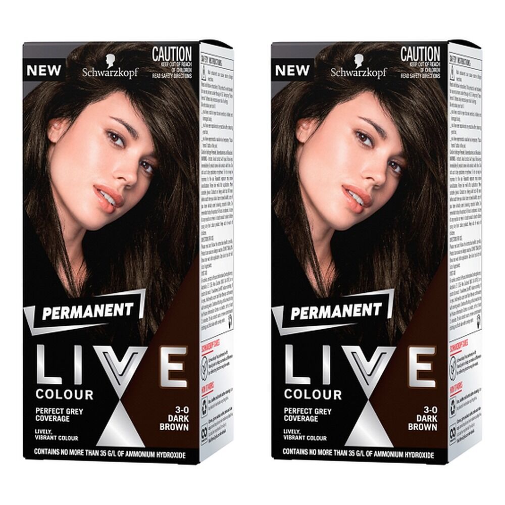 Schwarzkopf LIVE Colour Permanent 3.0 Dark Brown x 3 Bundle of 2