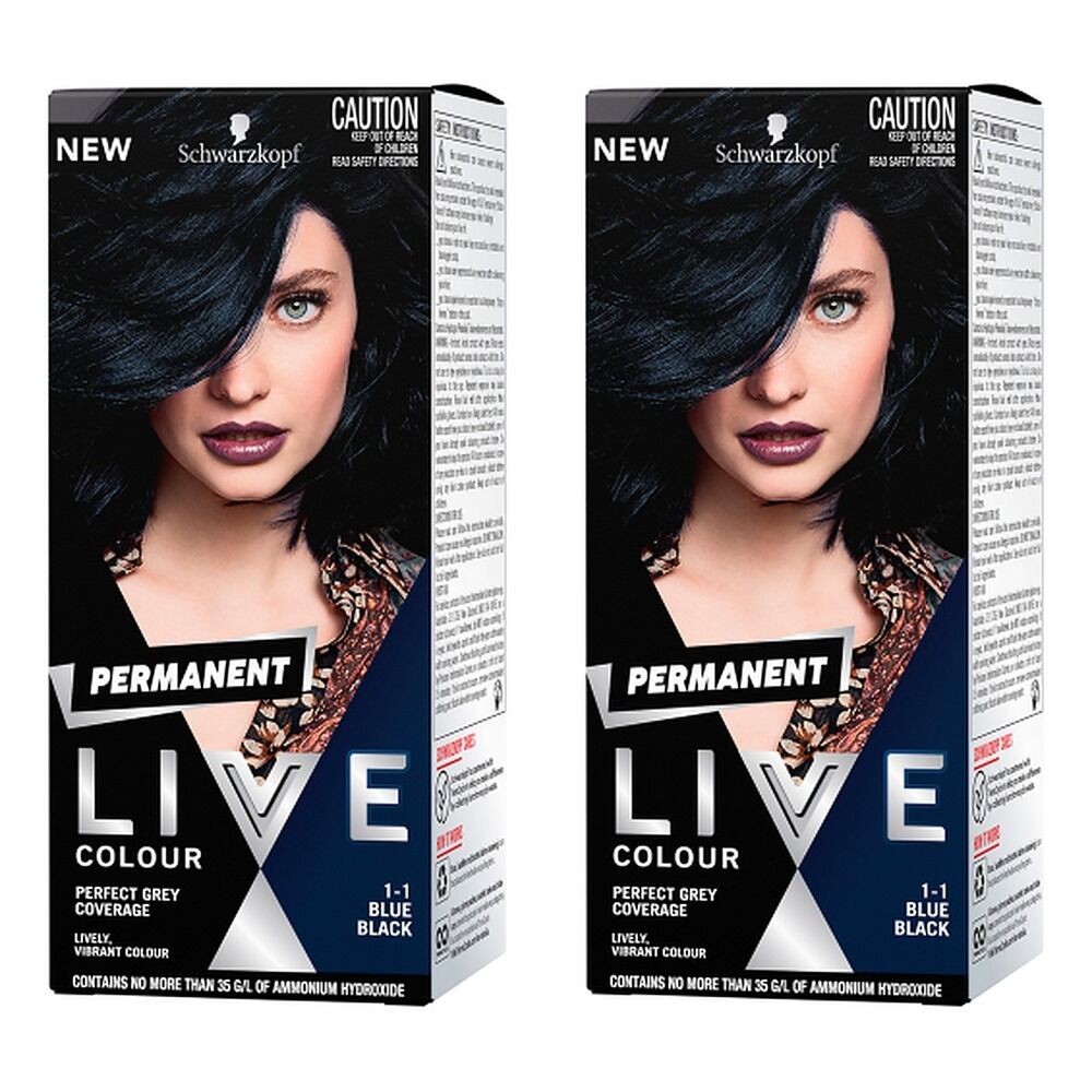 Schwarzkopf LIVE Colour Permanent 1.1 Blue Black x 3 Bundle of 2