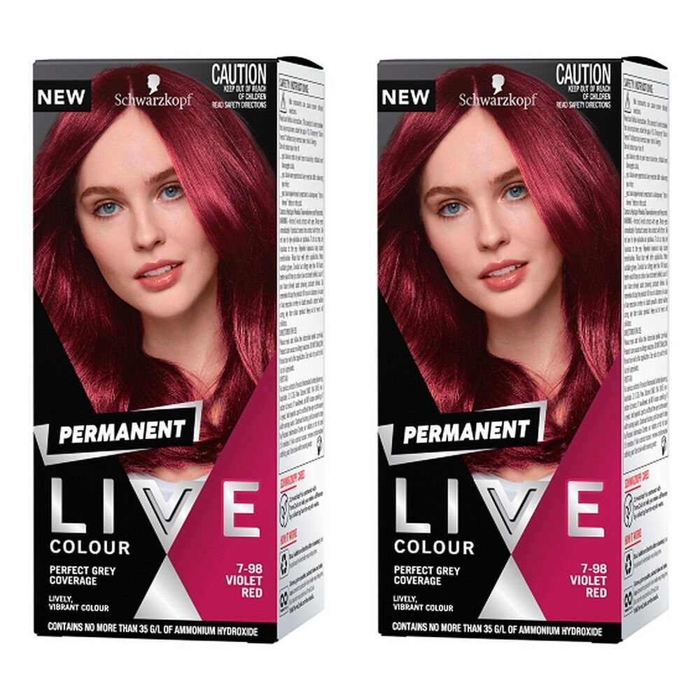 Schwarzkopf LIVE Colour Permanent 7.98 Violet Red x 3 Bundle of 2