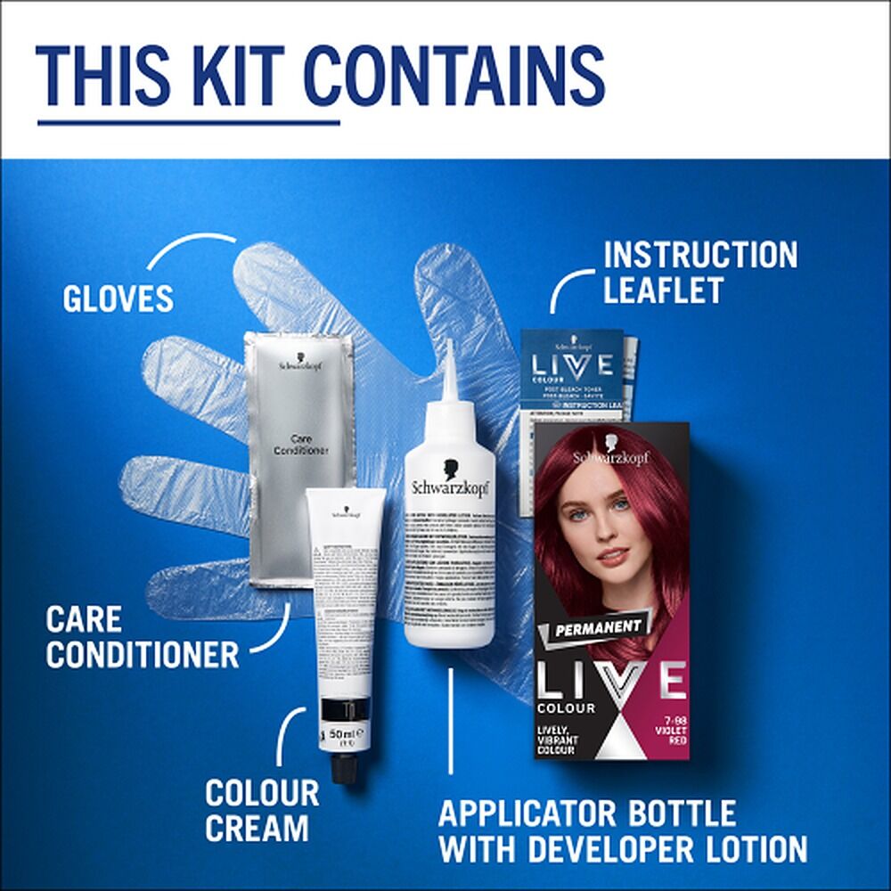Schwarzkopf LIVE Colour Permanent 7.98 Violet Red x 3