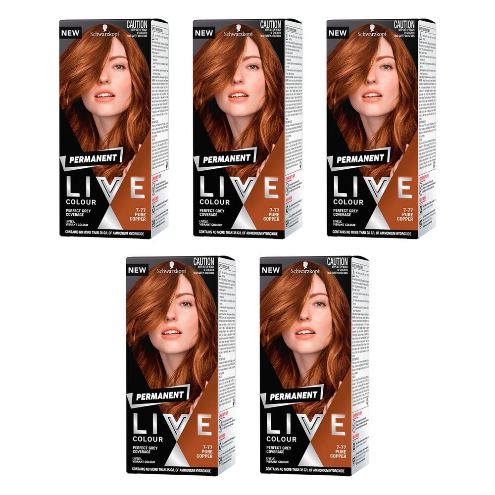 Schwarzkopf LIVE Colour Permanent 7.77 Pure Copper x 3 Bundle of 5