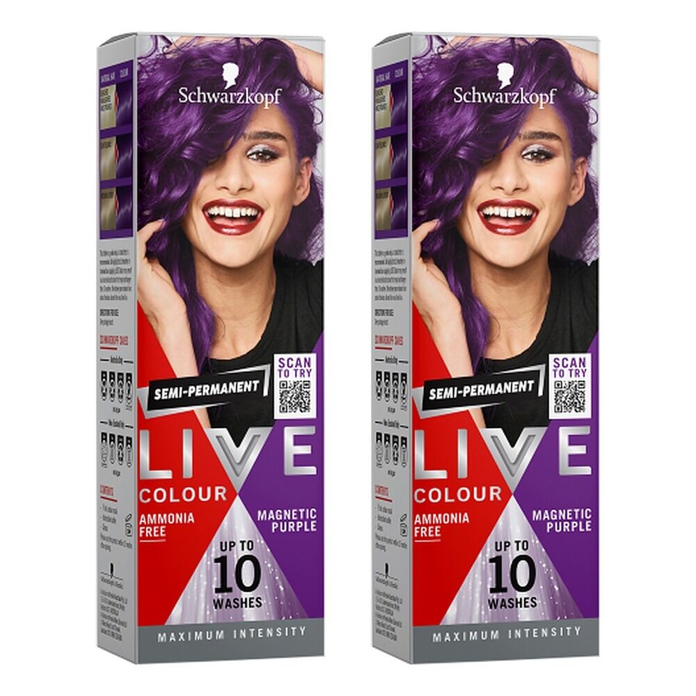 Schwarzkopf LIVE Colour Ultra Brights Magnetic Purple Semi-Permanent Pack of 2