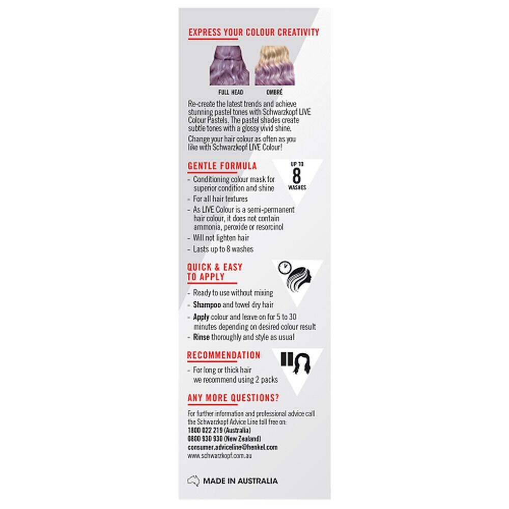Schwarzkopf LIVE Colour Pastels Lilac Blush Semi-Permanent 75mL