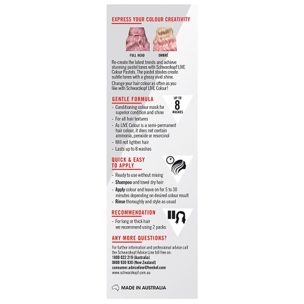 Schwarzkopf LIVE Colour Pastels Cotton Candy Pink 75mL