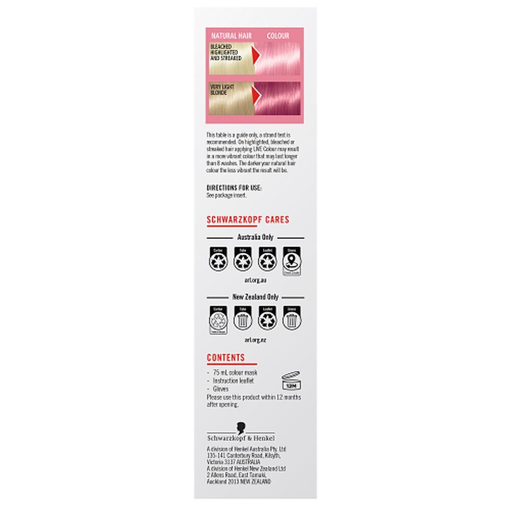 Schwarzkopf LIVE Colour Pastels Cotton Candy Pink 75mL