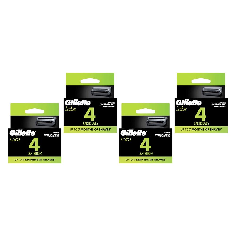 Gillette Labs Razor Blade Refill Cartridges, 4 Pack Bundle of 4