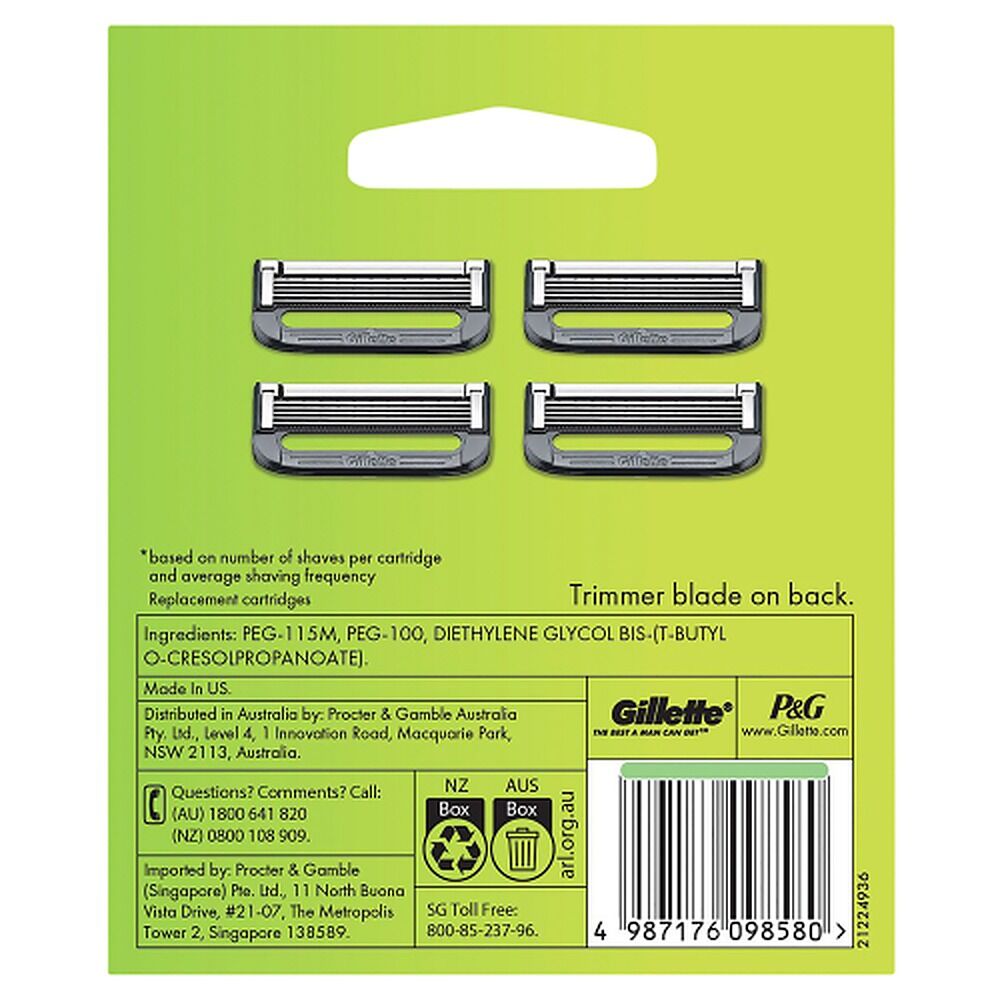 Gillette Labs Razor Blade Refill Cartridges, 4 Pack