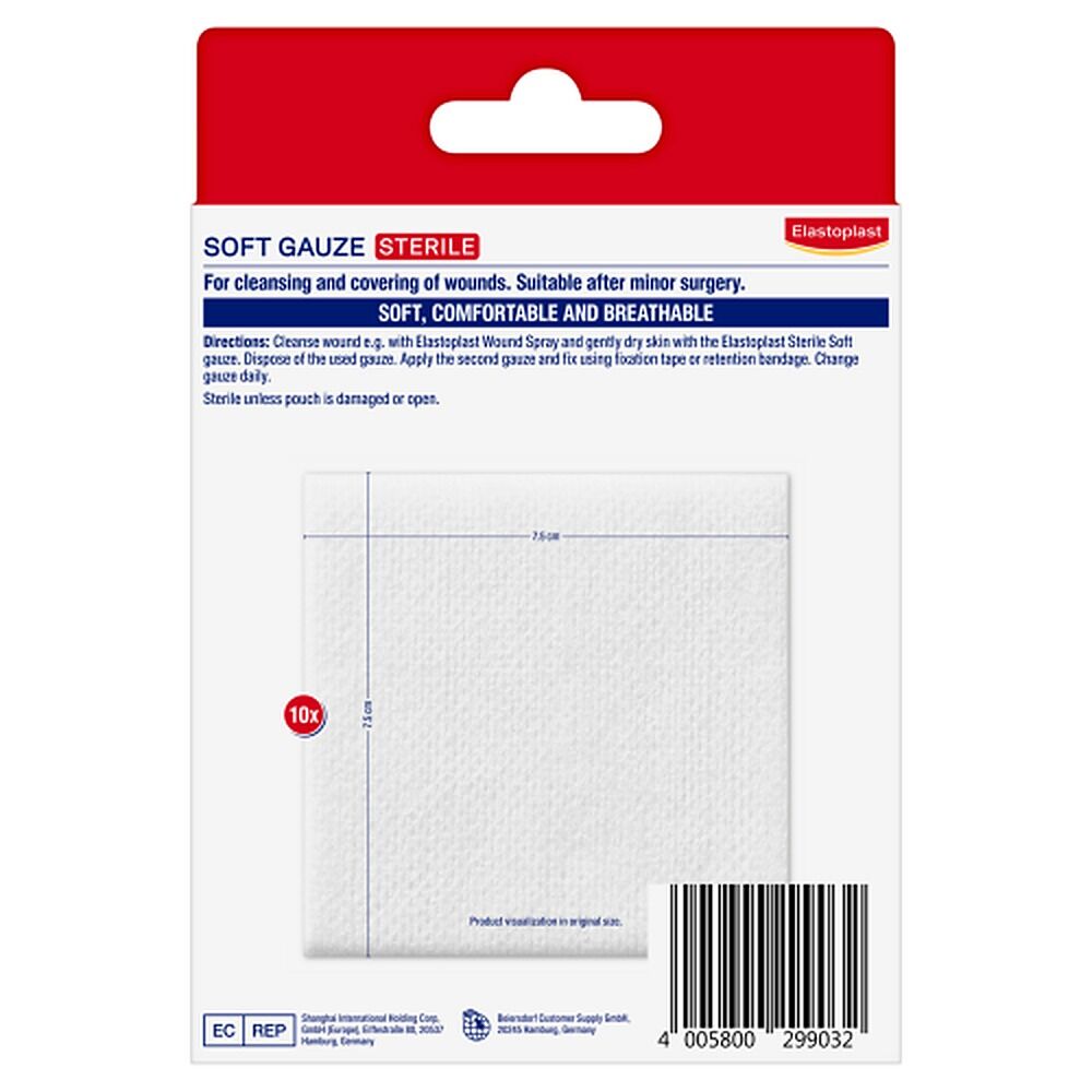 Elastoplast Soft Gauze Sterile 7.5cm x 7.5cm 10 Pack