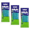 Gillette Blue II Plus Disposable Razor, 5 Pack x 12 Bundle of 3
