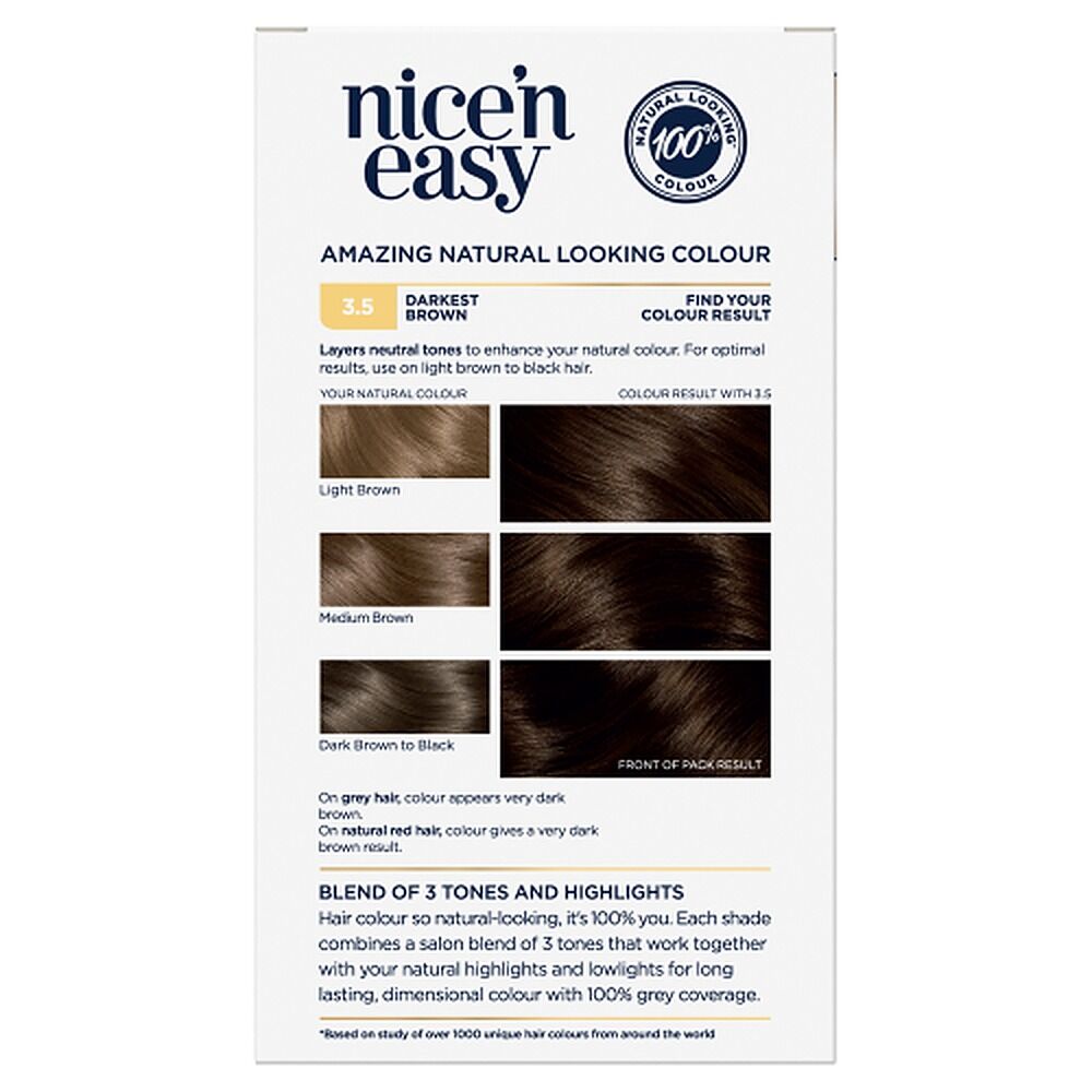 Clairol Nice 'N Easy 3.5 Darkest Brown Permanent Hair Colour