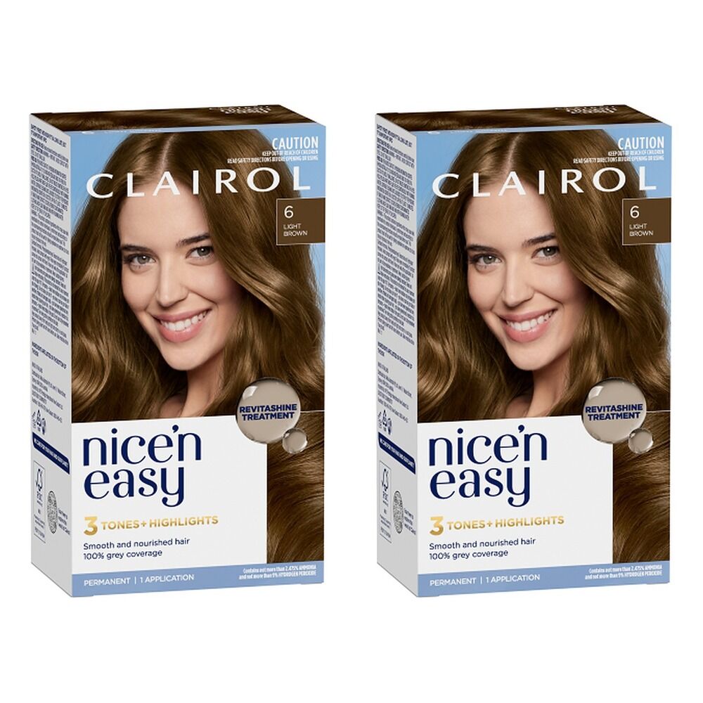 Clairol Nice 'N Easy 6 Light Brown Permanent Hair Colour Pack of 2