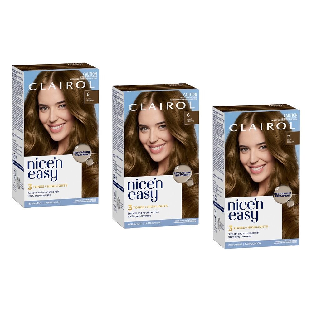 Clairol Nice 'N Easy 6 Light Brown Permanent Hair Colour Pack of 3