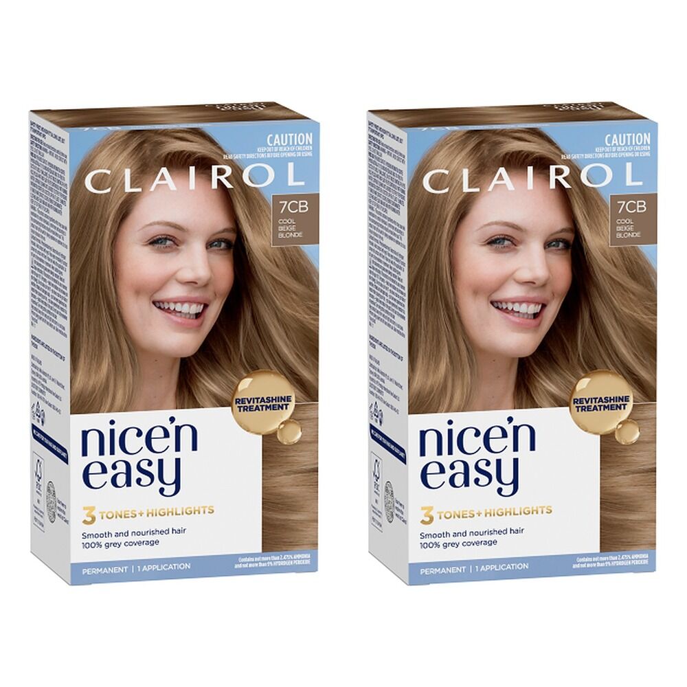 Clairol Nice 'N Easy 7CB Dark Champagne Blonde Permanent Hair Colour Pack of 2