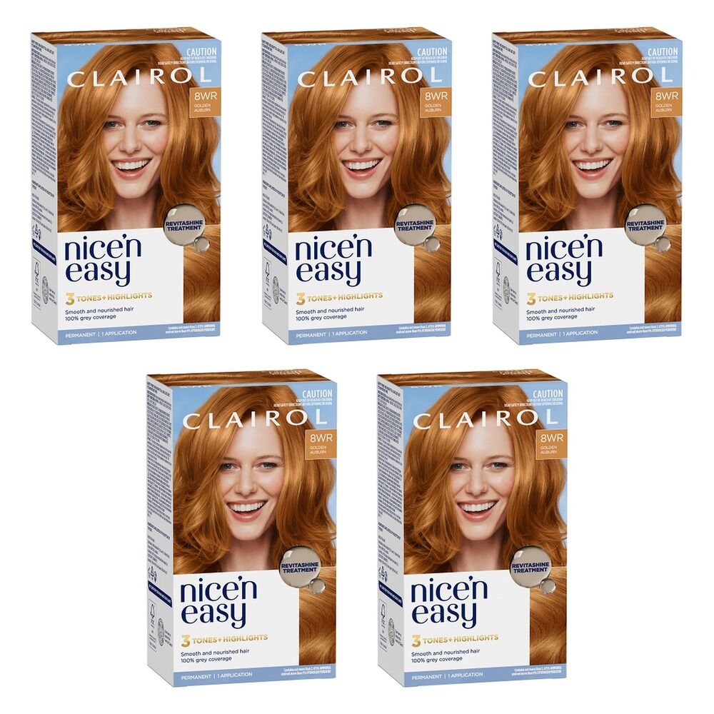 Clairol Nice 'N Easy 8WR Natural Gold Auburn Permanent Hair Colour Pack of 5