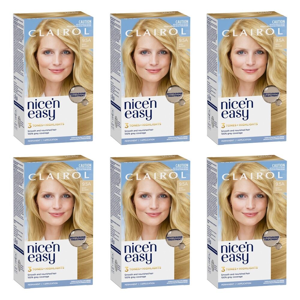 Clairol Nice 'N Easy 9.5A Natural Baby Blonde Permanent Hair Colour Pack of 6
