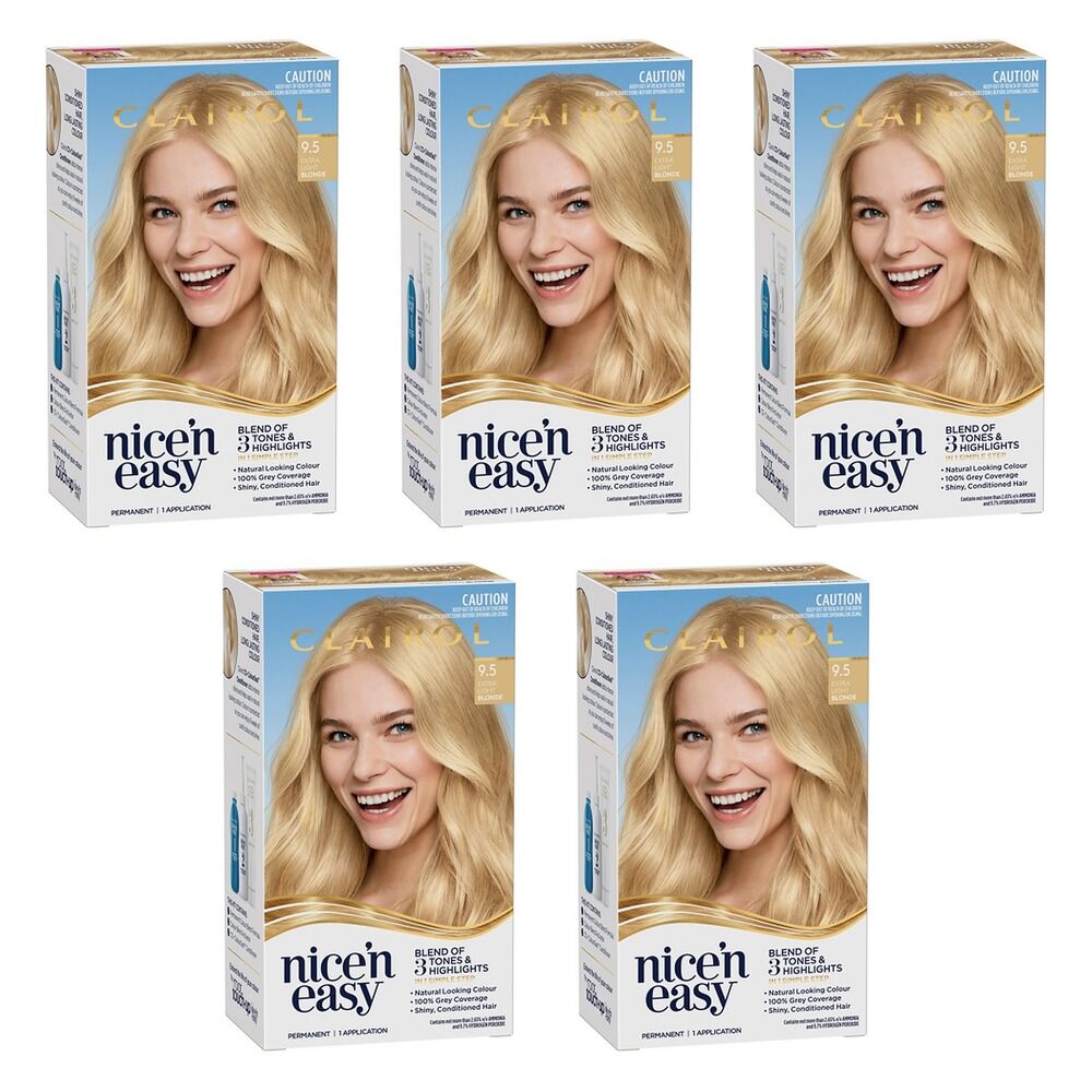 Clairol Nice 'N Easy 9.5 Extra Light Blonde Permanent Hair Colour Pack of 5