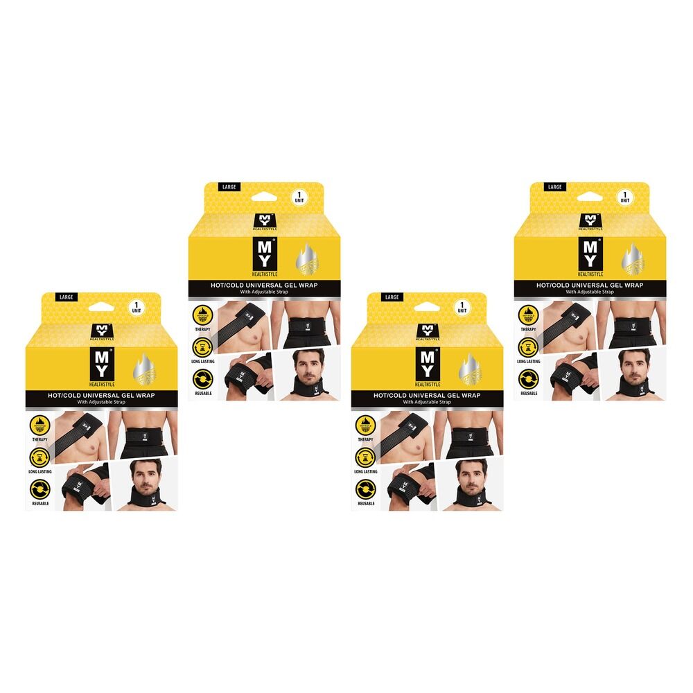 My Universal Hot & Cold Gel Wrap, Adjustable Large Pack of 4