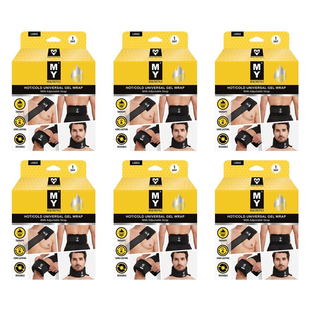 My Universal Hot & Cold Gel Wrap, Adjustable Large Pack of 6