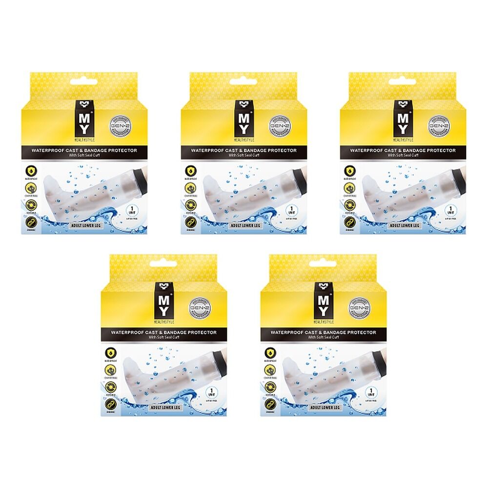 MY Waterproof Cast & Bandage Protector Adult Lower Leg Pack of 5