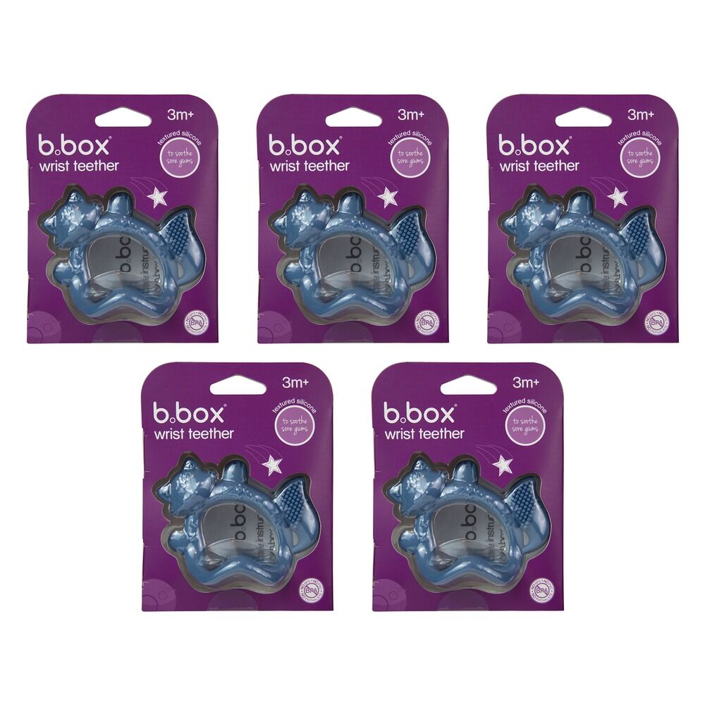 B.Box Wrist Teether Lullaby Blue Pack of 5