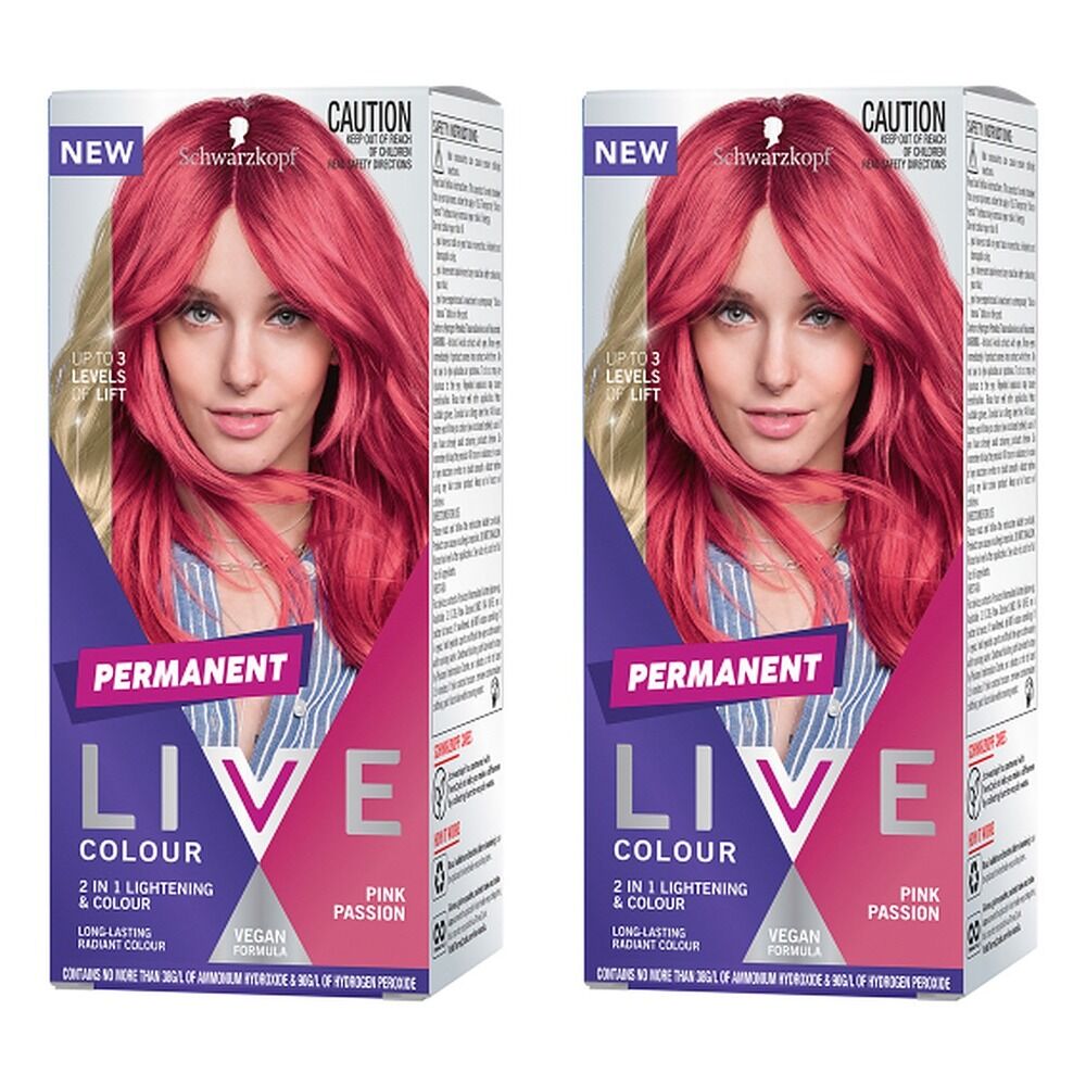 Schwarzkopf LIVE Colour Permanent Pink Passion x 3 Bundle of 2