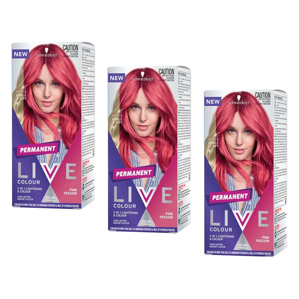 Schwarzkopf LIVE Colour Permanent Pink Passion x 3 Bundle of 3