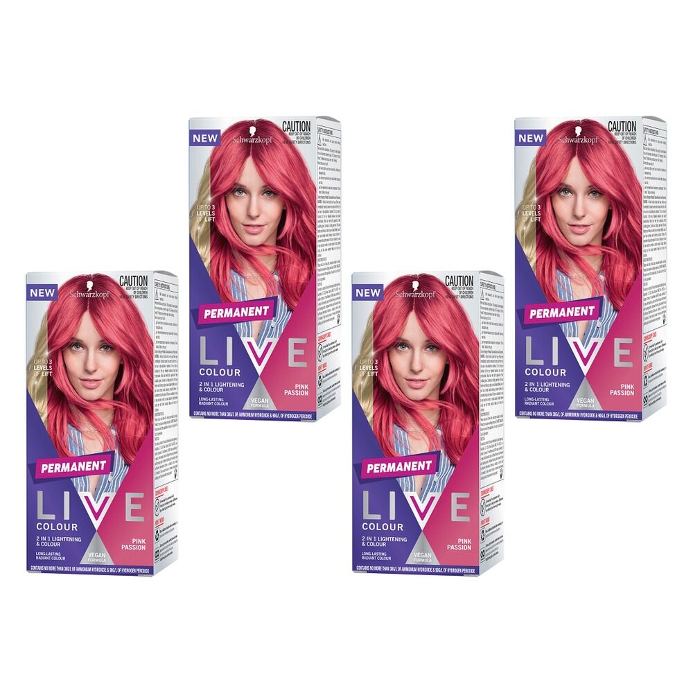 Schwarzkopf LIVE Colour Permanent Pink Passion x 3 Bundle of 4