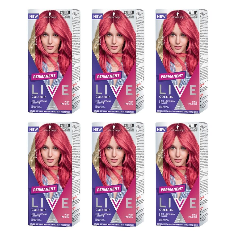Schwarzkopf LIVE Colour Permanent Pink Passion x 3 Bundle of 6