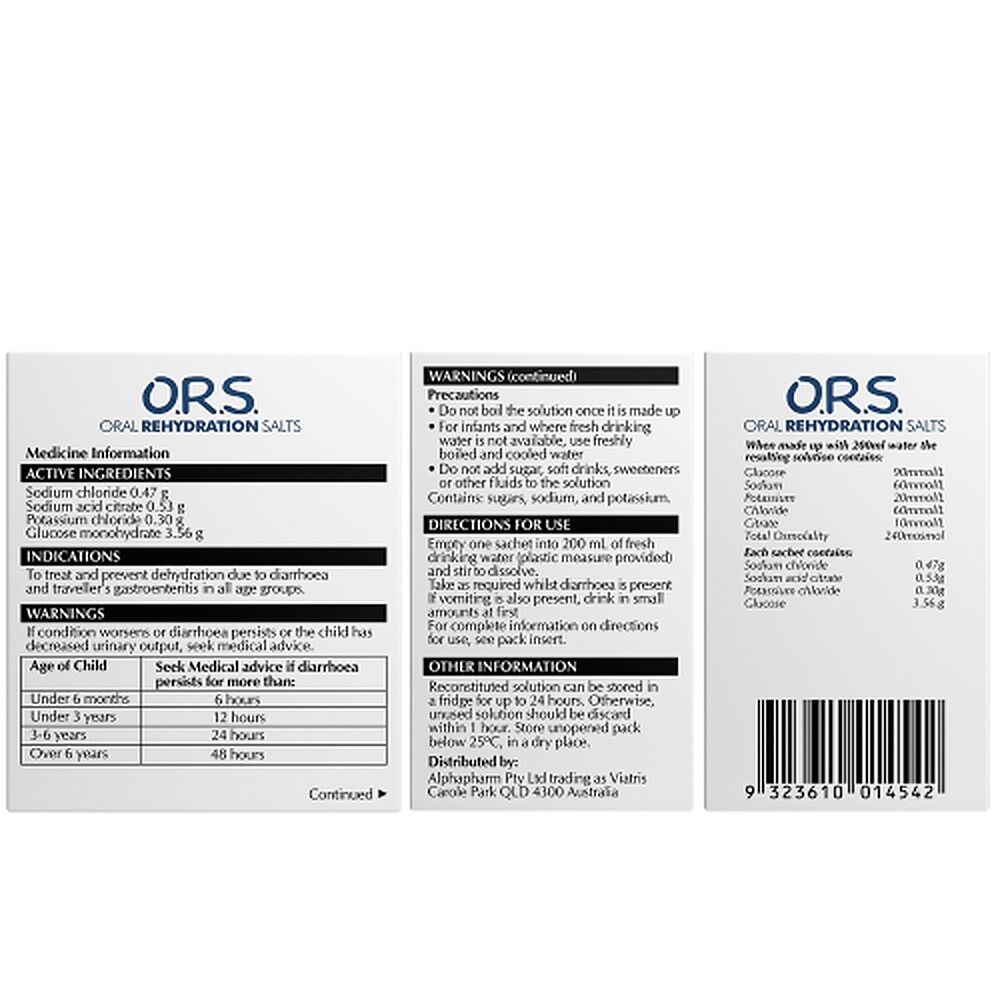 O.R.S. Oral Rehydration Sachets 10 x 4.9g