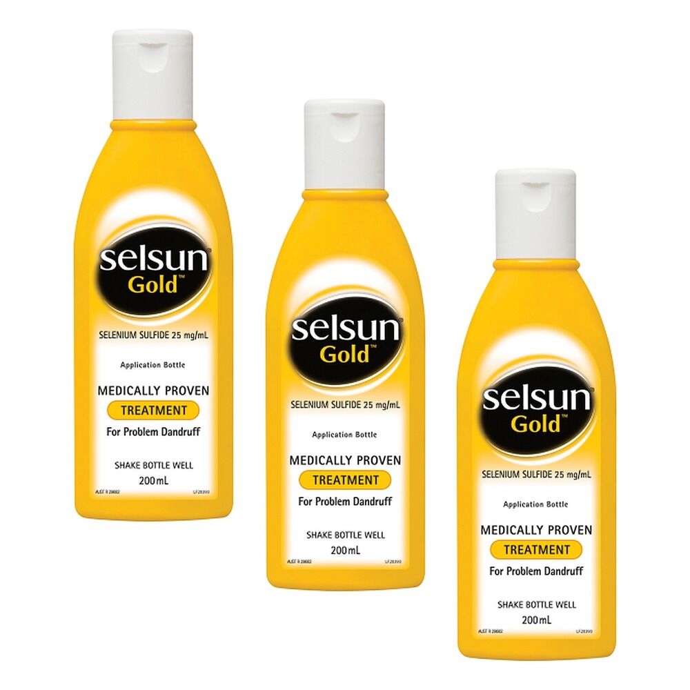 Selsun Gold Anti Dandruff Shampoo Treatment 200mL Pack of 3
