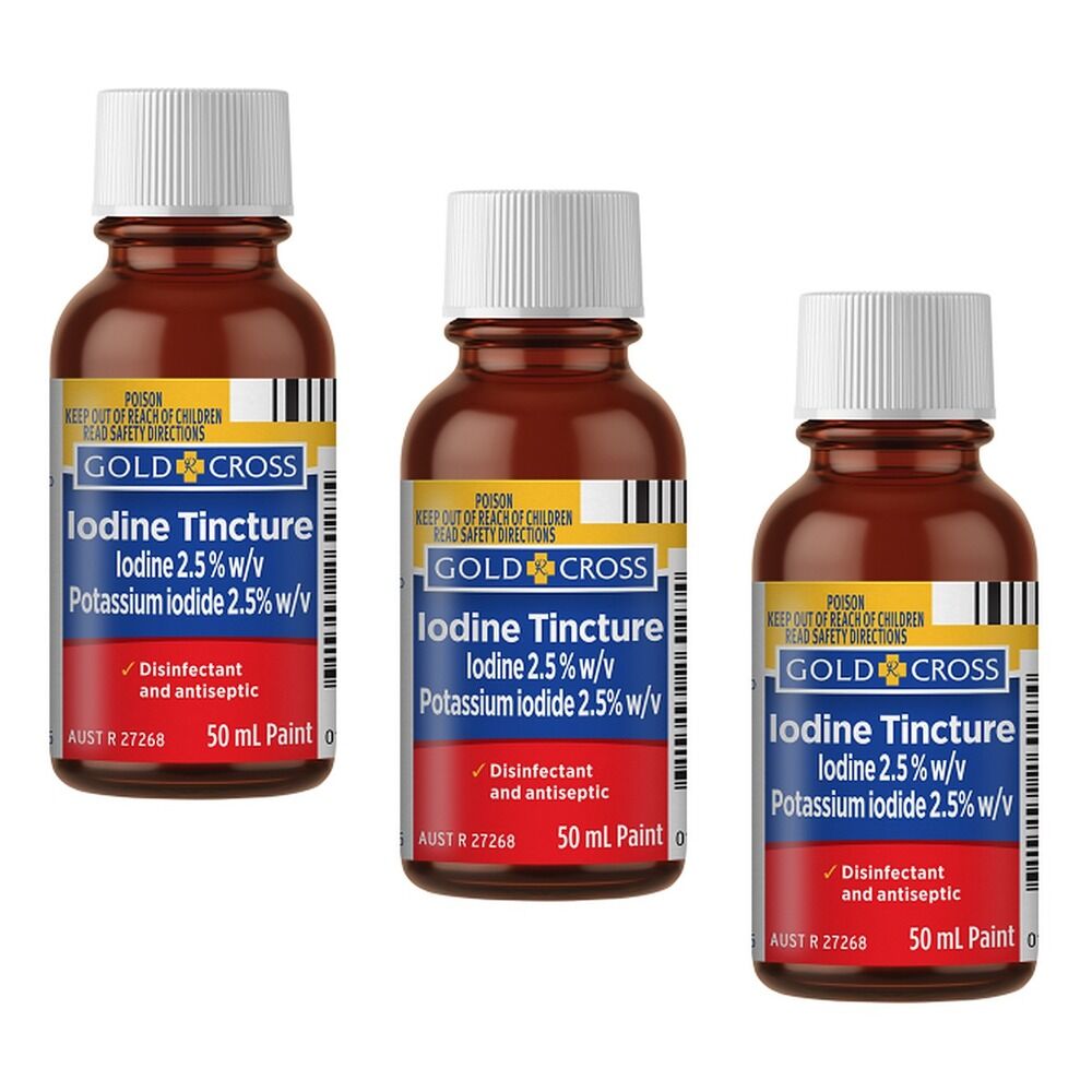 Goldx Iodine Tincture Solution 50mL Pack of 3