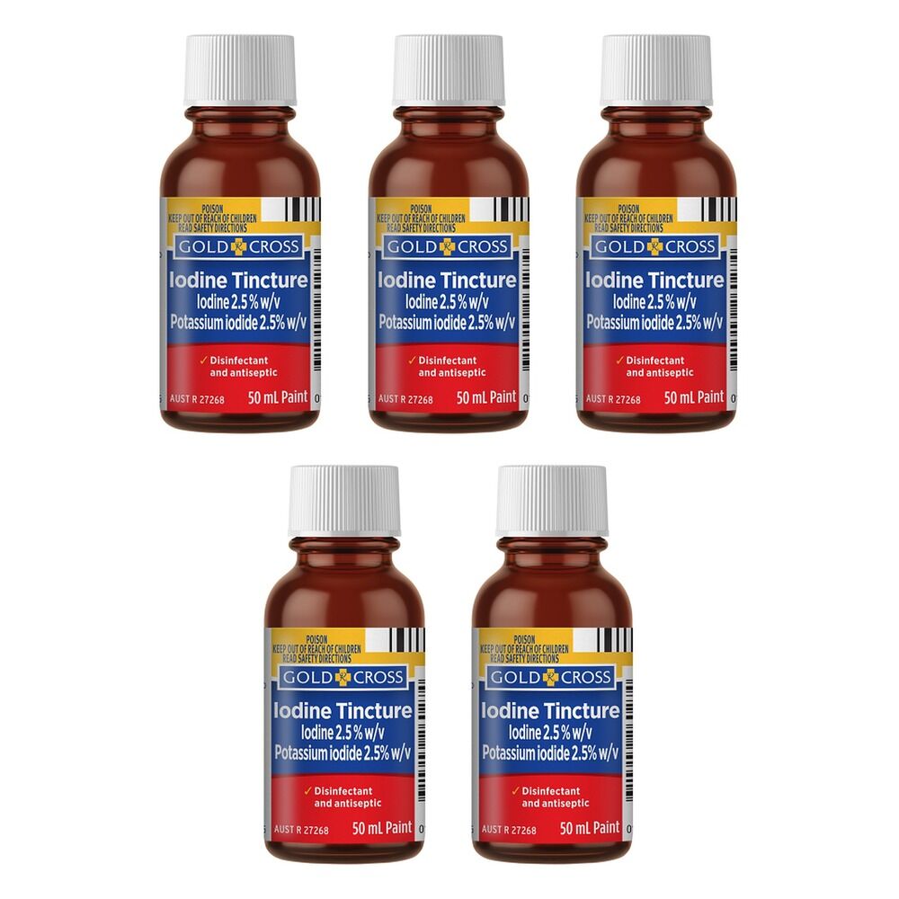 Goldx Iodine Tincture Solution 50mL Pack of 5