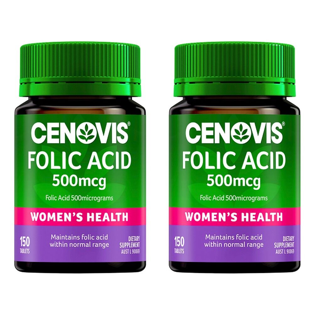 Cenovis Folic Acid 500mcg 150 Tablets Pack of 2