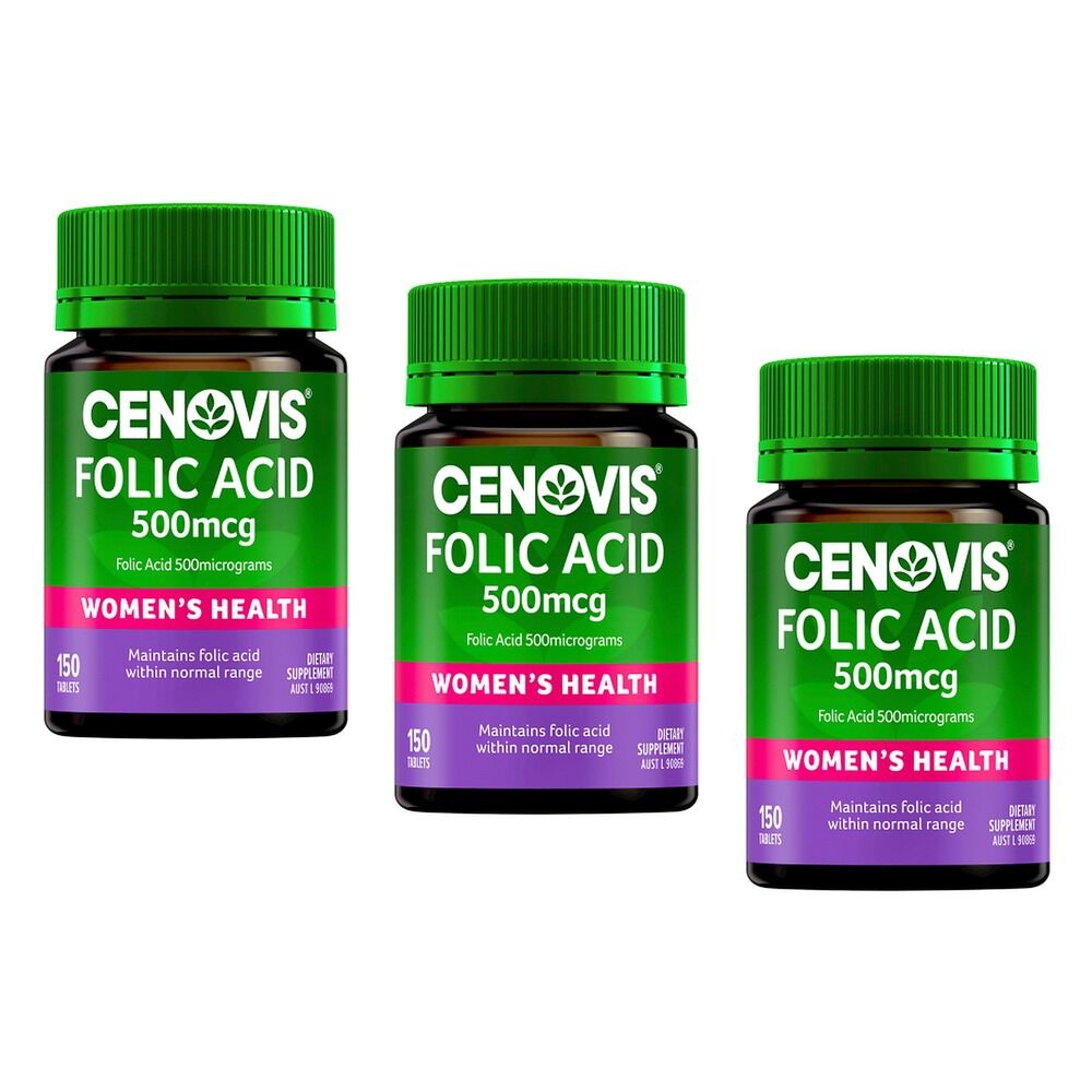 Cenovis Folic Acid 500mcg 150 Tablets Pack of 3