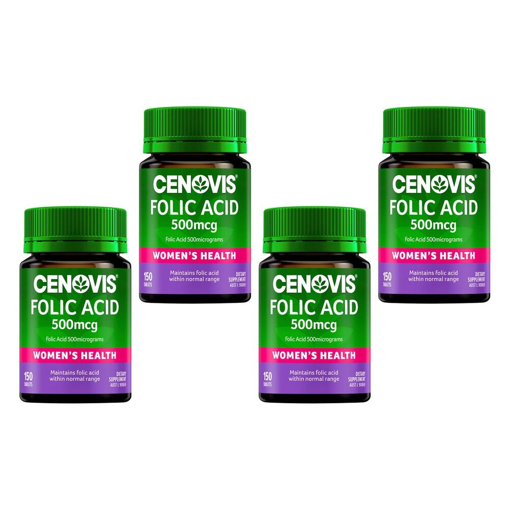 Cenovis Folic Acid 500mcg 150 Tablets Pack of 4