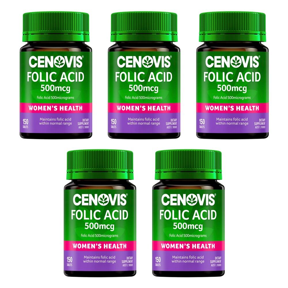 Cenovis Folic Acid 500mcg 150 Tablets Pack of 5