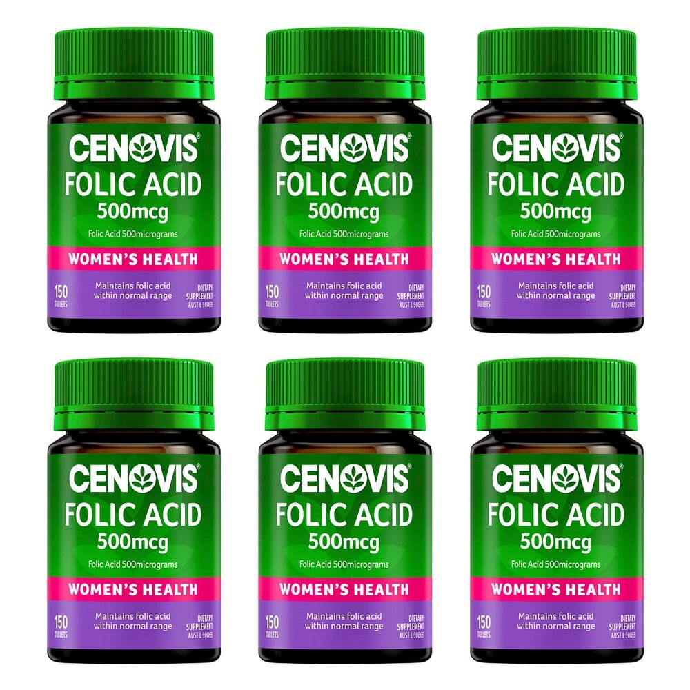 Cenovis Folic Acid 500mcg 150 Tablets Pack of 6